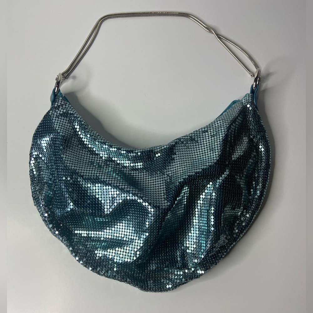 Shimmering Blue Sequin Shoulder Bag